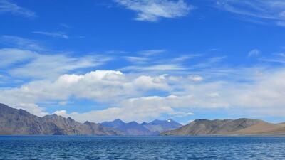 The bridge being built across Pangong lake in Ladakh sector at its narrowest point is eight metres wide and more than 400 metres long. (Twitter/ITBP_official) The bridge being built across Pangong lake in Ladakh sector at its narrowest point is eight metres wide and more than 400 metres long. (Twitter/ITBP_official)