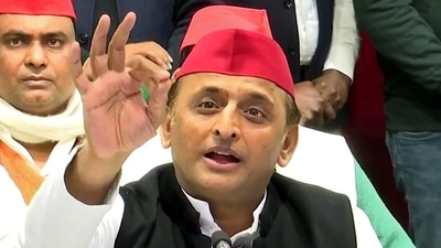 Samajwadi Party President Akhilesh Yadav addressing a press conference. (ANI )