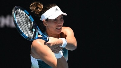 Spain's Garbine Muguruza in action during her first round match against France's Clara Burel&nbsp; (REUTERS)