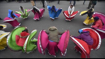 New Delhi, India - Jan. 18, 2022: Tableaux artists from Haryana rehearse for the upcoming Republic Day parade, at Rajpath, in New Delhi, India, on Tuesday, January 18, 2022. (Photo by Raj K Raj / Hindustan Times) (Hindustan Times) New Delhi, India - Jan. 18, 2022: Tableaux artists from Haryana rehearse for the upcoming Republic Day parade, at Rajpath, in New Delhi, India, on Tuesday, January 18, 2022. (Photo by Raj K Raj / Hindustan Times) (Hindustan Times)