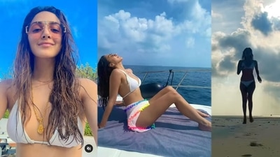 Kiara Advani having fun on the beach. Kiara Advani having fun on the beach. 