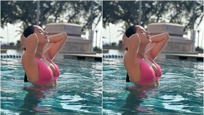 The 34-year-old star ditched all bold accessories with her trendy and flirty poolside ensemble and just opted for sleek gold rings. She left her tresses open, and for the glam picks, the actor went for a bare face, nude lip shade, nude pink nail paint and subtle eyeliner on the eyelids. (Instagram/@sonalchauhan) The 34-year-old star ditched all bold accessories with her trendy and flirty poolside ensemble and just opted for sleek gold rings. She left her tresses open, and for the glam picks, the actor went for a bare face, nude lip shade, nude pink nail paint and subtle eyeliner on the eyelids. (Instagram/@sonalchauhan)
