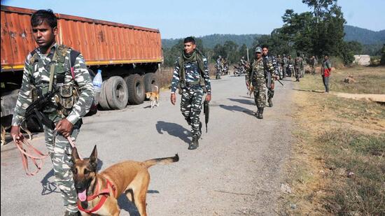Greyhounds, along with teams of District Reserve Guard (DRG) and Central Reserve Police Force (CRPF) from Bijapur were holding a combing operation in Peruru, Ilmidi and Usur forest areas, bordering Telangana and Chhattisgarh, when the encounter took place. (PTI File)