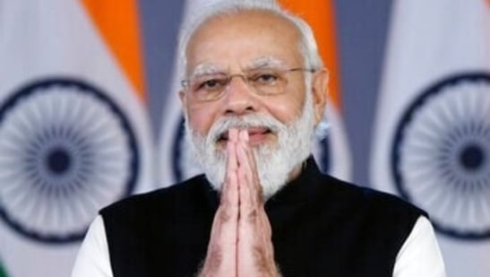 PM Modi addressed the BJP workers virtually due to restrictions imposed by the Election Commission on rallies in poll-bound states.(AP Photo)