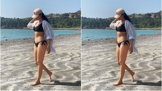 In the end, Sonal accessorised the all-black swimsuit with a beige baseball cap, tinted sunglasses, a silver choker necklace, floral earrings and a matching stone-adorned statement ring. Open tresses and a sunkissed bare face completed the glam picks.(Instagram/@sonalchauhan)