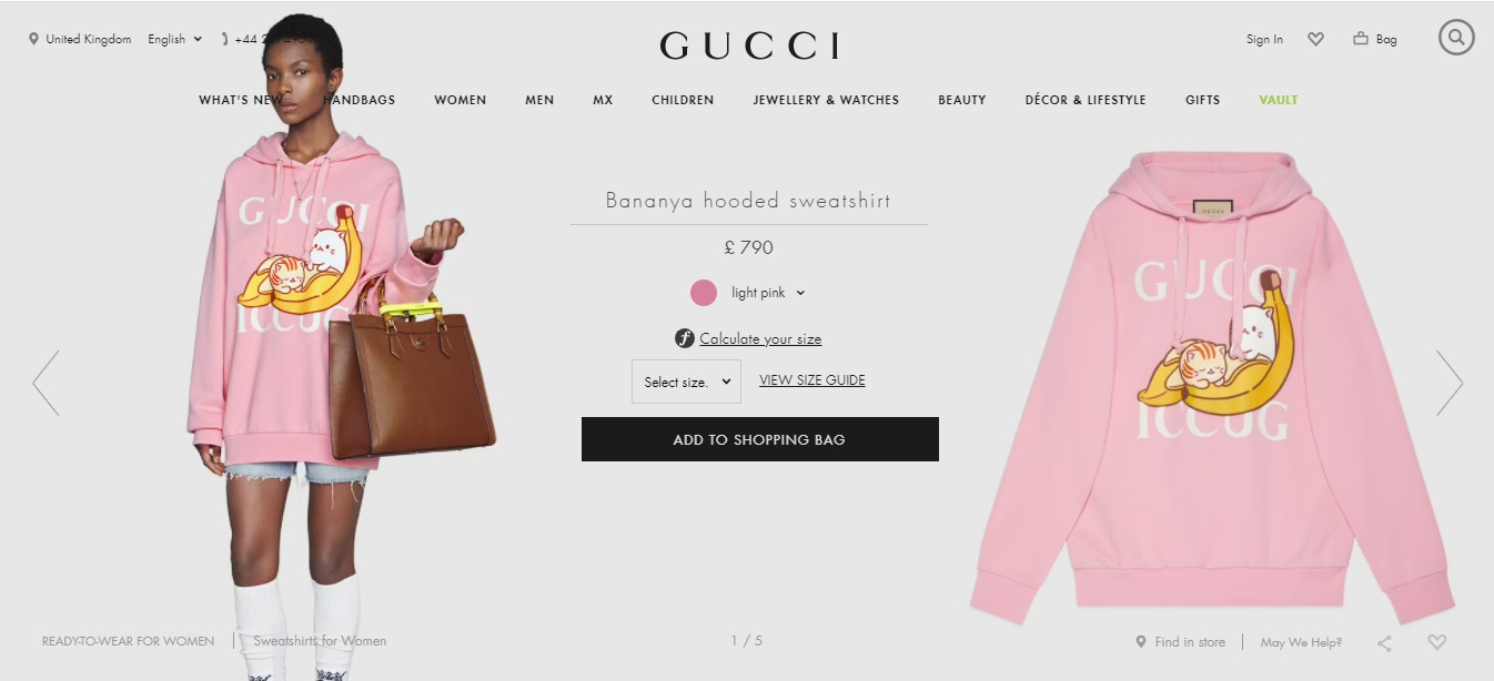 The Bananya hooded sweatshirt.&nbsp; (gucci.com)