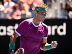 Spain's Rafael Nadal reacts during his second round match against Germany's Yannick Hanfmann.