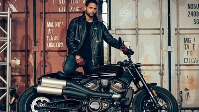 Siddhant Chaturvedi poses with his new Harley Davidson bike. Siddhant Chaturvedi poses with his new Harley Davidson bike.