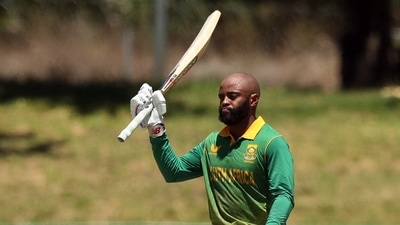 Cricket - First One Day International - South Africa v India - Boland Park, Paarl, South Africa - January 19, 2022  South Africa's Temba Bavuma celebrates reaching his century REUTERS/Sumaya Hisham (REUTERS)