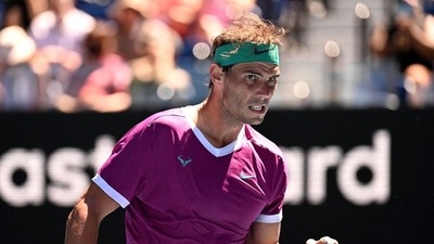 Spain's Rafael Nadal reacts during his second round match against Germany's Yannick Hanfmann. (REUTERS)