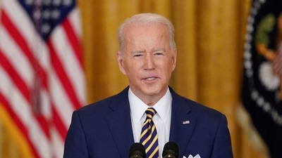 US President Joe Biden holds a formal news conference in the East Room of the White House, in Washington, D.C. (REUTERS)