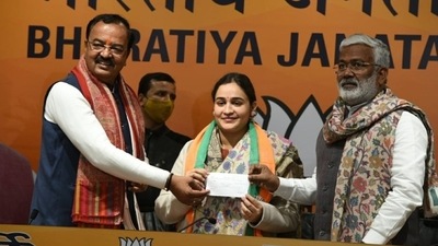 Akhilesh Yadav's sister-in-law Aparna Yadav was welcomed to BJP on Wednesday in New Delhi. Akhilesh Yadav's sister-in-law Aparna Yadav was welcomed to BJP on Wednesday in New Delhi. 