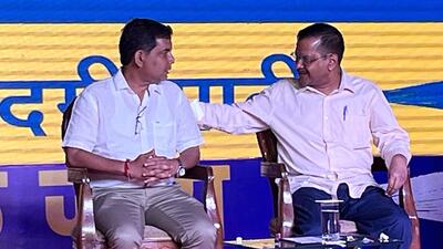 AAP national convenor Arvind Kejriwal with the party’s CM face Amit Palekar, ahead of the Goa assembly elections, in Panaji on Wednesday. (ANI) AAP national convenor Arvind Kejriwal with the party’s CM face Amit Palekar, ahead of the Goa assembly elections, in Panaji on Wednesday. (ANI)