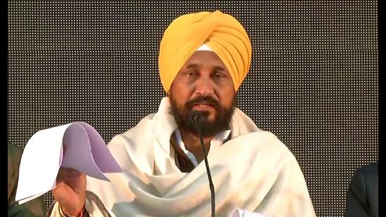 Punjab chief minister Charanjit Singh Channi addresses a press conference in Chandigarh on Wednesday. (ANI)