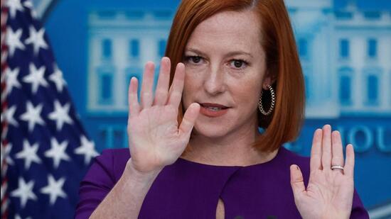 White House press secretary Jen Psaki holds a media briefing at the White House in Washington, US. (REUTERS)