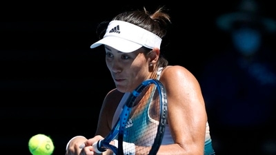 Spain's Garbine Muguruza in action during her second round match against France's Alize Cornet. (REUTERS)