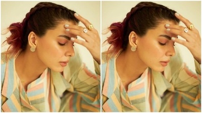 Styled by fashion stylist Radhika Mehra, Kirti wore her hair in braids and a bun. (Instagram/@iamkirtikulhari)