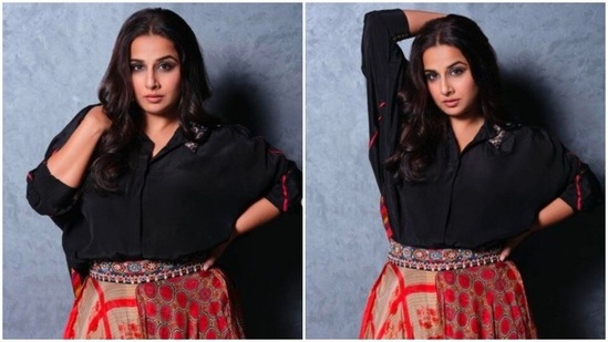 Sharing her pictures on Instagram, Vidya Balan captioned her post, "Nothing a good hair day and smokey eyes can’t solve."(Instagram/@vidyabalan)