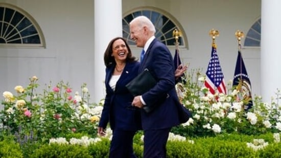 President Joe Biden with Vice President Kamala Harris.(AP)