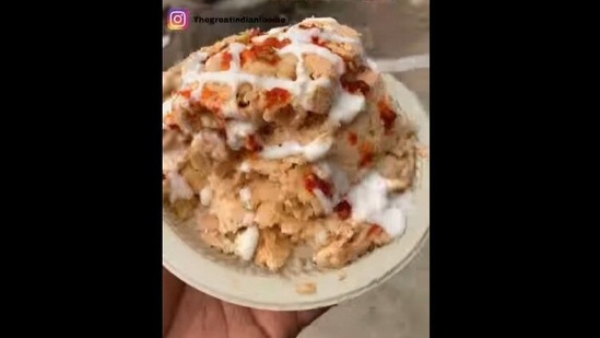 The image, taken from the Instagram video, shows a plate of ‘momos ice cream roll.’(Instagram/@thegreatindianfoodie)