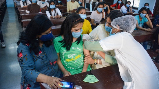 According to the data on CoWin portal - till Monday, 4:30PM, around 3,69,96,925 citizens, aged between 15-18 years, have registered for the vaccine.(PTI)