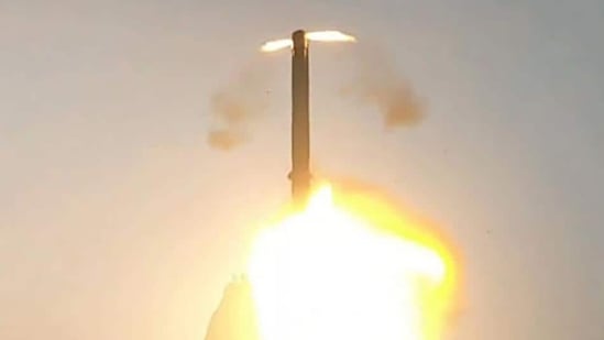 "Advanced sea to sea variant of BrahMos Supersonic Cruise missile was tested from INS Visakhapatnam today. The missile hit the designated target ship precisely," DRDO official had said.(ANI)
