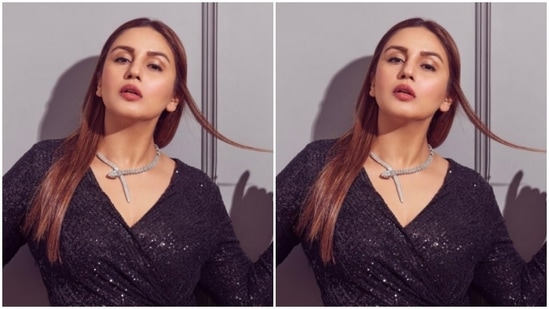 In a statement silver neck piece from Ambrus Jewels and classic black stilettos from Christian Louboutin, Huma aptly accessorised her party look.(Instagram/@iamhumaq)