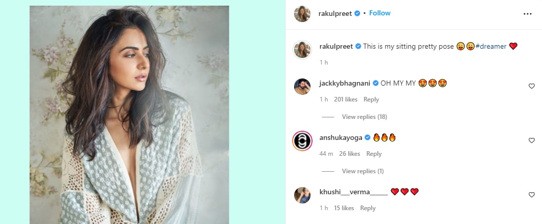 Jackky Bhagnani's comment on Rakul Preet Singh's Instagram picture&nbsp;(Instagram/rakulpreet)