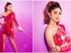 Shilpa Shetty is known for making stylish appearances in events and shows. The fashionista, who is currently judging the show India's Got Talent, slipped into a structured one-shoulder asymmetric dress with floor-sweeping drape by Nadine Merabi teamed with strappy stilettoes for a recent episode of the show.(Instagram/@theshilpashetty)