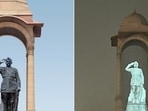 An illustration of the completed statue (left). The hologram bust which will be used for now (Right) An illustration of the completed statue (left). The hologram bust which will be used for now (Right)