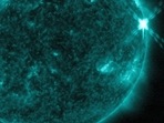 NASA’s Solar Dynamics Observatory captured this image of a solar flare – as seen in the bright flash on the right side of this image of the Sun – on January 20.(NASA/SDO)