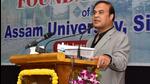 Assam chief minister Himanta Biswa Sarma showered praises on PM Narendra Modi in his address to students of Assam University in Silchar at an event to mark its 29th foundation day. (HT Photo)