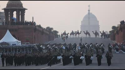 The parade rehearsal will start at 10.20am from Vijay Chowk and will proceed to National Stadium. (Sanchit Khanna/HT) The parade rehearsal will start at 10.20am from Vijay Chowk and will proceed to National Stadium. (Sanchit Khanna/HT)