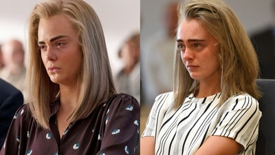 Elle Fanning (left) plays Michelle Carter (right) in the true-crime drama The Girl from Plainville.