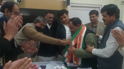 Harak Singh Rawat being inducted by Harsh Rawat. Harak Singh Rawat being inducted by Harsh Rawat.