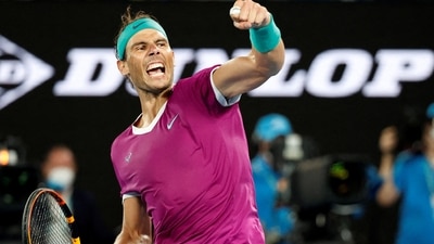 Rafael Nadal celebrates winning his third round match against Russia's Karen Khachanov&nbsp; (REUTERS)