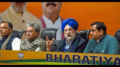 Union minister Hardeep Singh Puri with Punjab BJP in-charge Dushyant Gautam released the party’s first list of candidates for the upcoming assembly elections, in New Delhi on Friday. (ANI) Union minister Hardeep Singh Puri with Punjab BJP in-charge Dushyant Gautam released the party’s first list of candidates for the upcoming assembly elections, in New Delhi on Friday. (ANI)