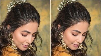 Hina donned a stunning yellow ensemble for the photoshoot. The attire came adorned with silver and gold threadwork along with patti borders. She also draped a zari dupatta adorned with golden embroidery to complete the ensemble. (Instagram/@realhinakhan) Hina donned a stunning yellow ensemble for the photoshoot. The attire came adorned with silver and gold threadwork along with patti borders. She also draped a zari dupatta adorned with golden embroidery to complete the ensemble. (Instagram/@realhinakhan)