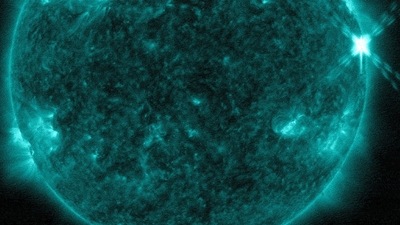 NASA’s Solar Dynamics Observatory captured this image of a solar flare – as seen in the bright flash on the right side of this image of the Sun – on January 20. (NASA/SDO) NASA’s Solar Dynamics Observatory captured this image of a solar flare – as seen in the bright flash on the right side of this image of the Sun – on January 20. (NASA/SDO)