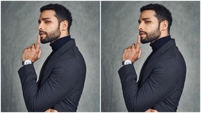 Siddhant played muse to fashion designer house Massimo Dutti and picked a slate black pantsuit for the promotions. (Instagram/@siddhantchaturvedi)