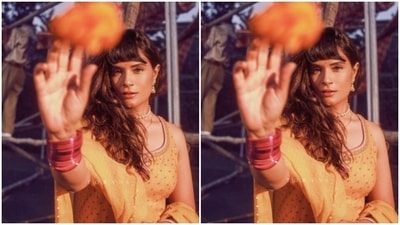 Richa played muse to fashion designer house Torani and picked a yellow traditional ensemble. (Instagram/@therichachadha)