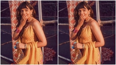 Styled by fashion stylist Samantha Kochharr, Richa wore her long tresses in wavy curls with fringes. (Instagram/@therichachadha)