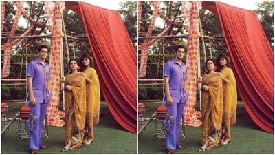 Richa posed with her colleagues from the film industry Natasha Rastogi and Vijay Varma. (Instagram/@therichachadha)