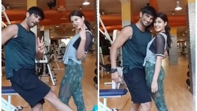 Sushant Singh Rajput and Rhea Chakraborty in stills from throwback video. (Instagram) Sushant Singh Rajput and Rhea Chakraborty in stills from throwback video. (Instagram)