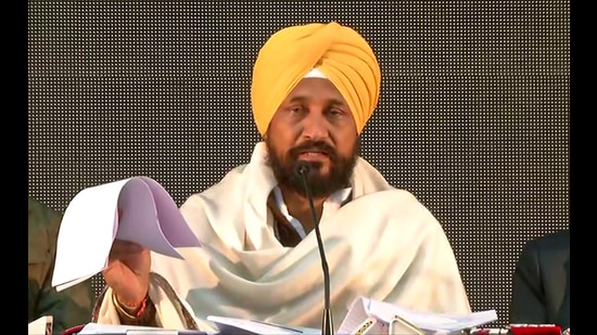Punjab chief minister Charanjit Singh Channi said he has sought permission from the Congress high command to file a defamation case against Delhi CM Arvind Kejriwal for posting his morphed picture with cash on social media. (ANI/File) Punjab chief minister Charanjit Singh Channi said he has sought permission from the Congress high command to file a defamation case against Delhi CM Arvind Kejriwal for posting his morphed picture with cash on social media. (ANI/File)