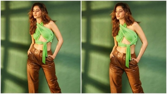 Ananya accessorised her look with animal printed boot-styled stilettos and statement ear studs from the house of Viange Vintage.(Instagram/@ananyapanday)