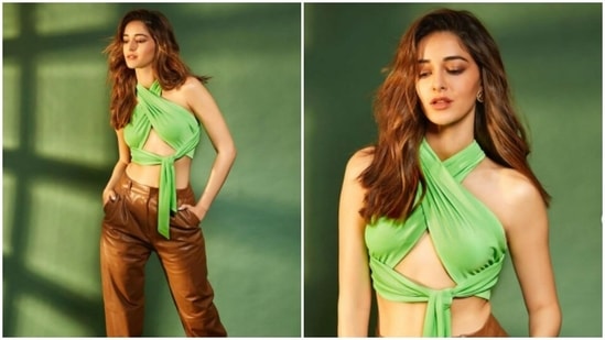 Ananya Panday is currently awaiting the release of her upcoming film Gehraiyaan. The actor, who is busy with the promotions of the film, stepped out looking like a chic queen in a green and leather brown ensemble. The actor shared a slew of pictures of her look on her Instagram profile and made the Internet go into a meltdown.(Instagram/@ananyapanday)