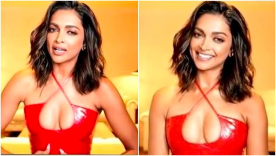 Deepika's latex dress features a bodycon silhouette. (Twitter) Deepika's latex dress features a bodycon silhouette. (Twitter)