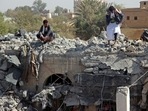 Yemenis inspect the damage a day after a reported Saudi-led airstrike targeting a prison in the Huthi stronghold of Saada in northern Yemen. Yemenis inspect the damage a day after a reported Saudi-led airstrike targeting a prison in the Huthi stronghold of Saada in northern Yemen.