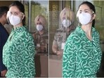 Katrina Kaif's printed shirt and trousers for nailing airport fashion comes at a whopping price: Can you guess?(HT Photo/Varinder Chawla)